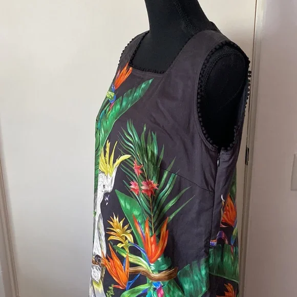 Unbranded Womens Midi Dress Tropical Black Polyester Side Zip Polyester Size XL - Picture 5 of 10